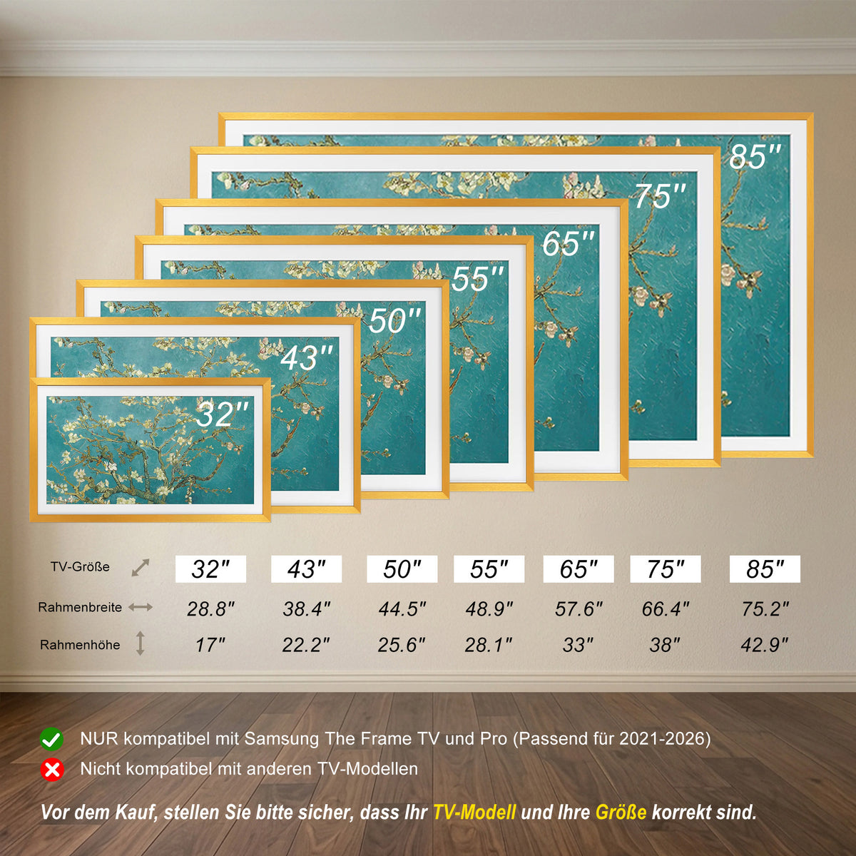 Samsung Frame TV  Bezel,Gold TV Frame,Frame tv frame, Frame for tv, tv frame bezel,frame tv bezel frame for samsung 2021-2025&2025 PRO