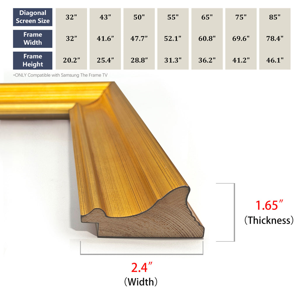 Gold tv frame, Samsung frame tv bezel, wooden tv frame, Frame TV frame, frame for samsung 2021-2026&2025 PRO