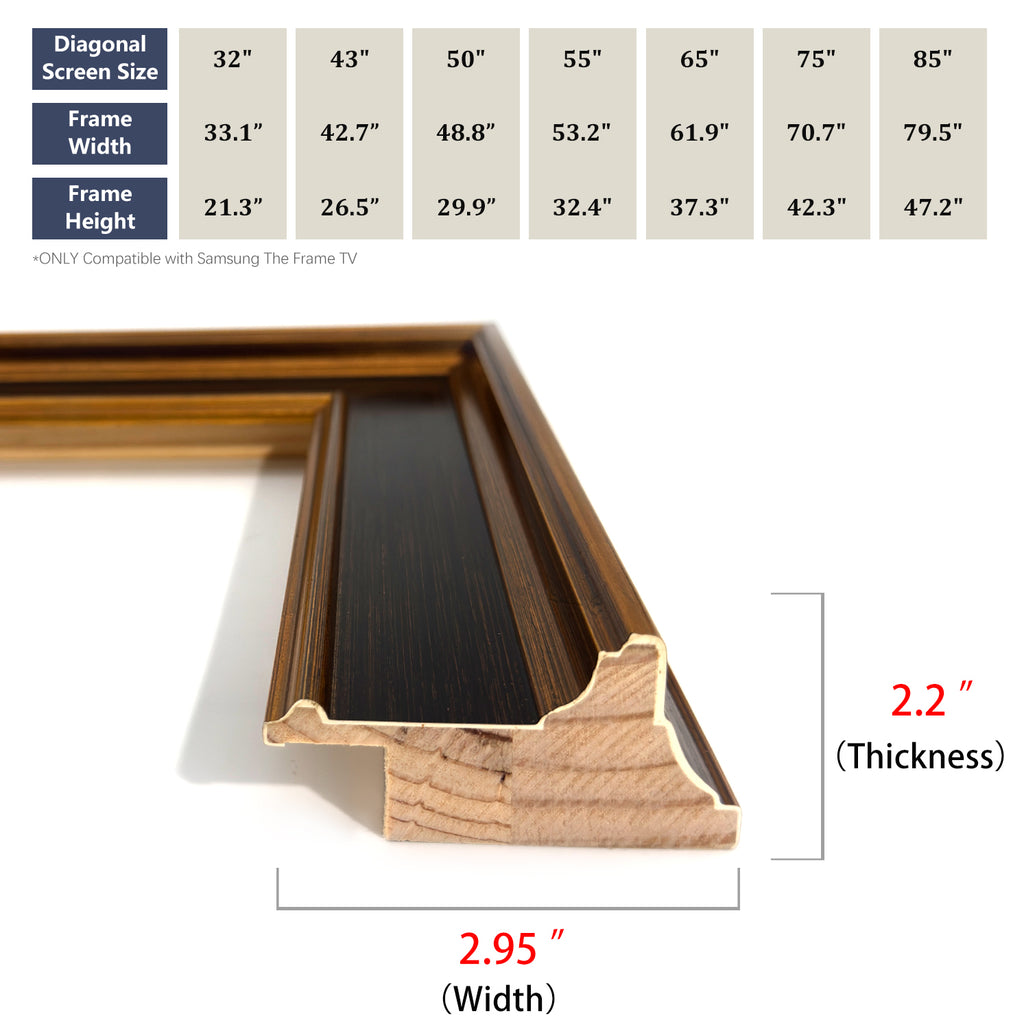 Samsung frame tv bezel,the frame 2021-2026/pro,wooden tv frame,Frame TV frames,Black and gold frame,black tv frame,Gilded Noir