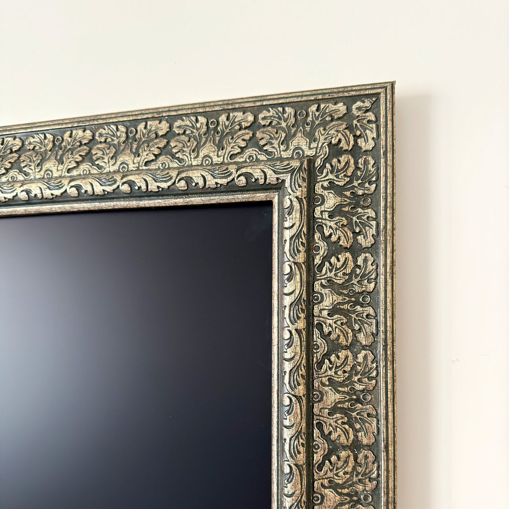 Frame for Samsung The Frame TV,Custom TV Frame ,Decorative TV Frame,Handmade tv Frame, custom brand tv frame, Silver-greenTV frames
