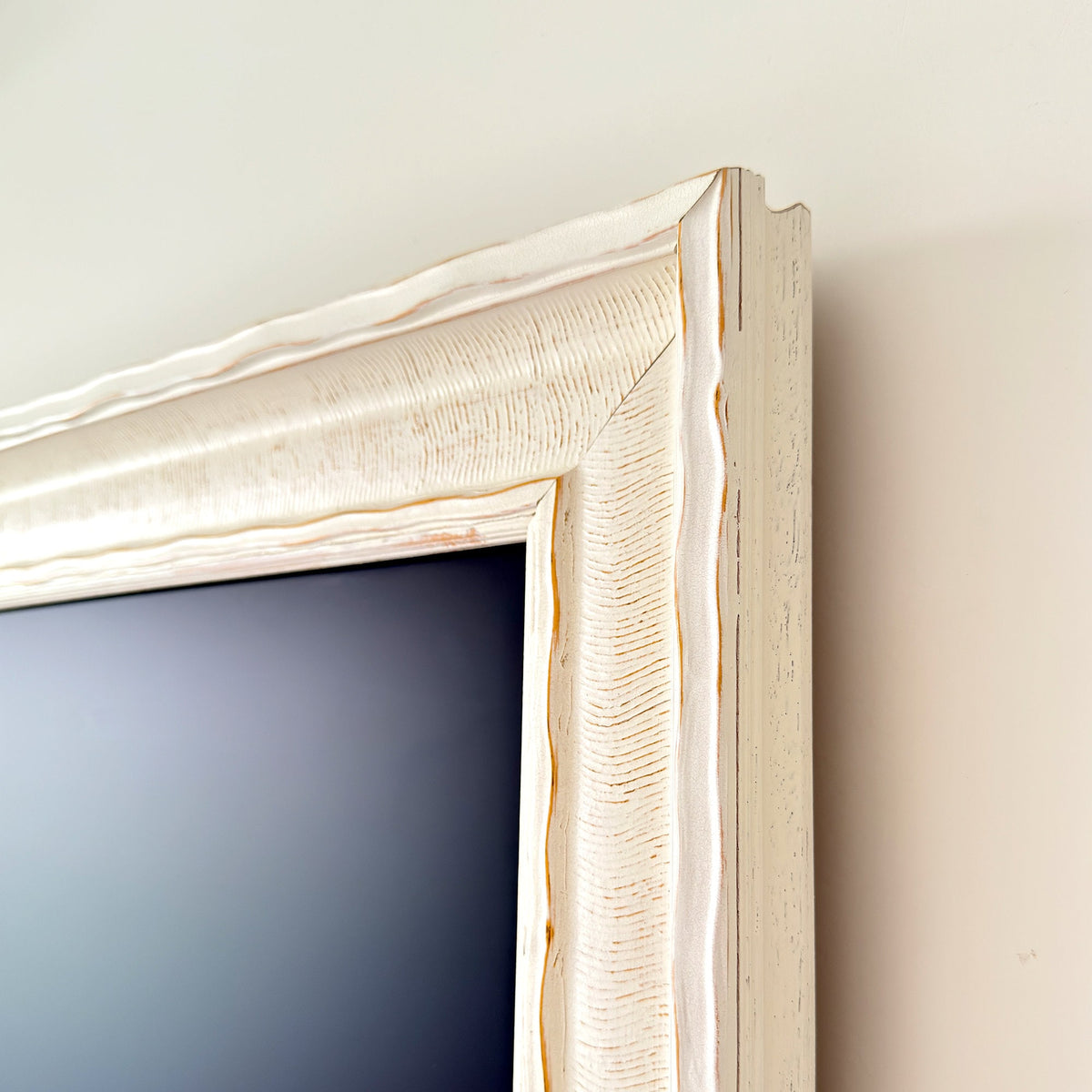 Samsung frame tv bezel,  custom brand tv frame,Frame-TV frames, handmade TV frame, tv blende 55,Ivory white with orange vintage pattern