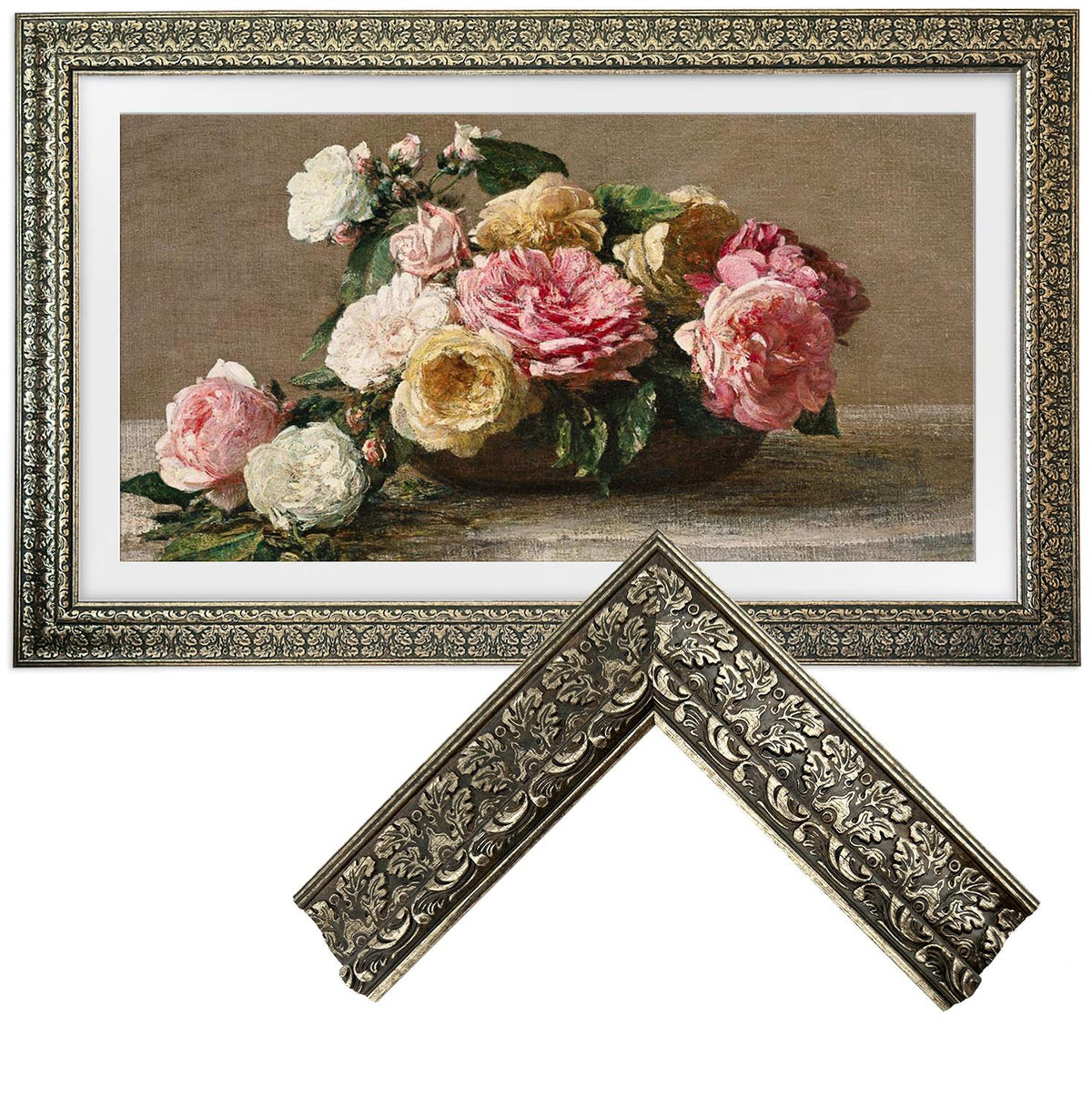 Frame for Samsung The Frame TV,Custom TV Frame ,Decorative TV Frame,Handmade tv Frame, custom brand tv frame, Silver-greenTV frames