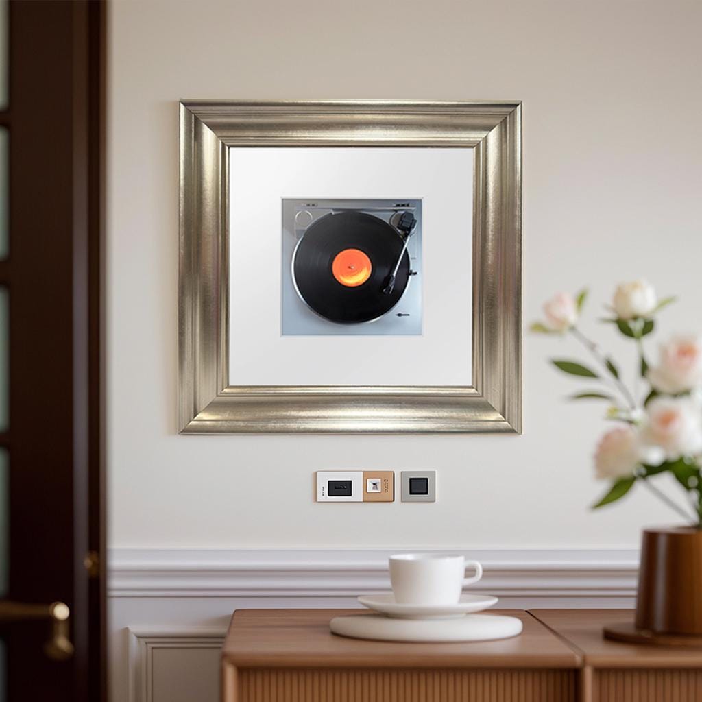 Pewter Gold Frame for Samsung Music Frame – 18.4"x18.4" Decorative Wall Mount Cover – Foil Finish Art Frame (Frame Only)